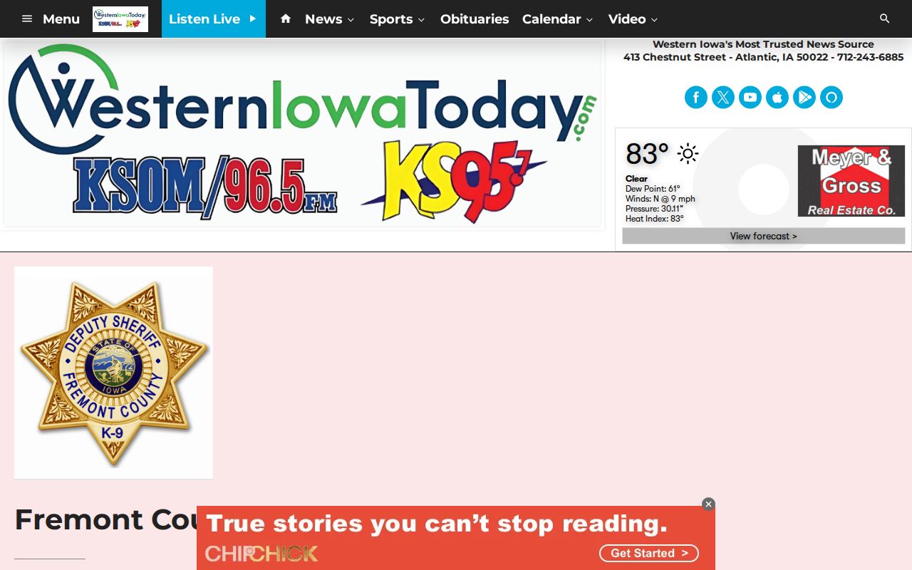 Western Iowa Today Fremont County arrest news report
