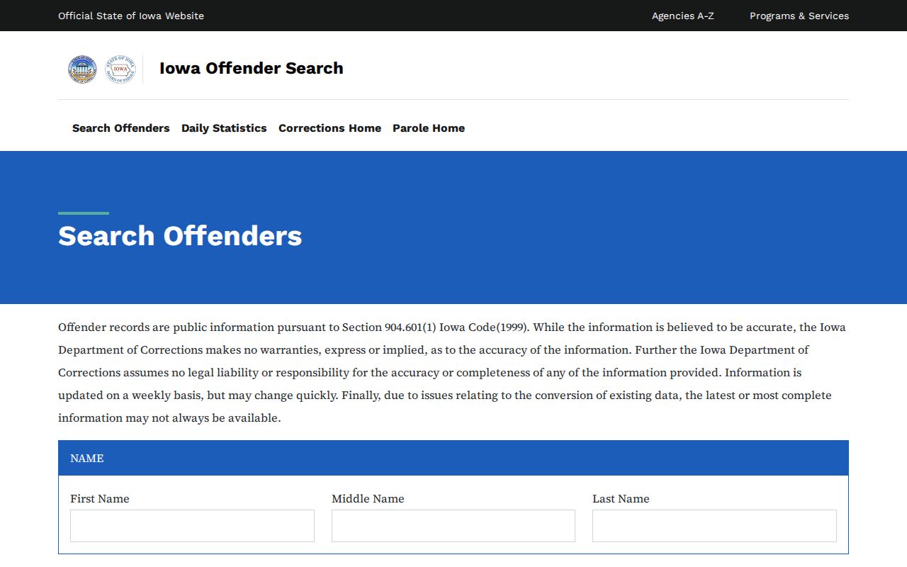 Iowa DOC offender record and photo search for Fremont County commitments